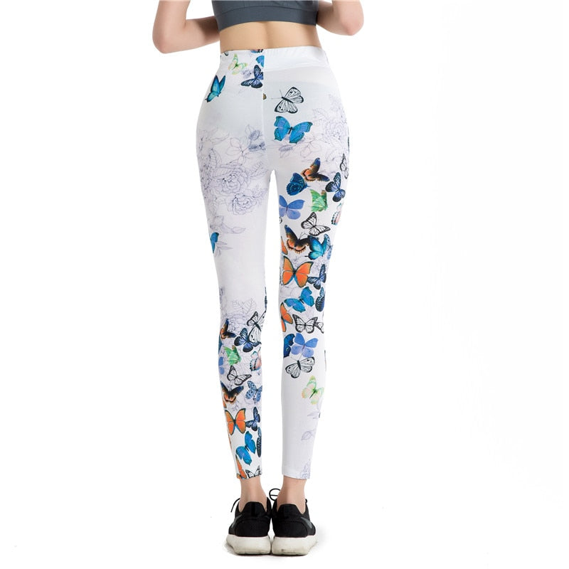 Butterfly Print Leggings-Legletic