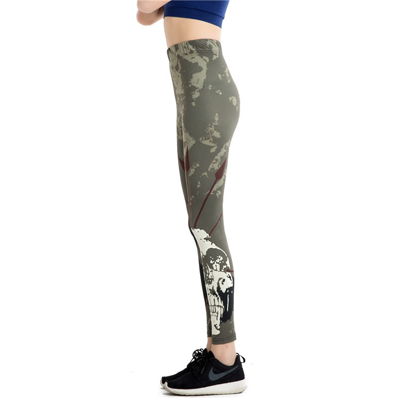 Skull Graveyard Printed Leggings-Legletic