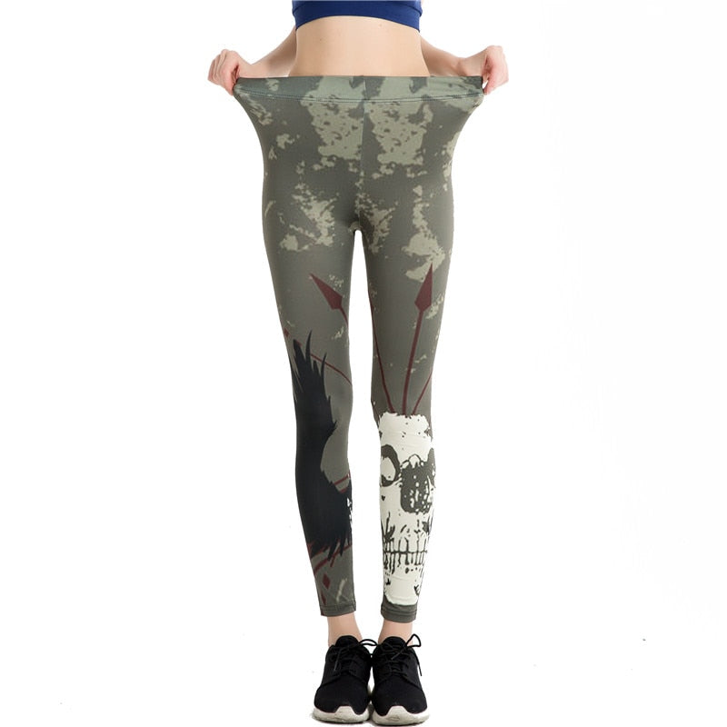 Skull Graveyard Printed Leggings-Legletic