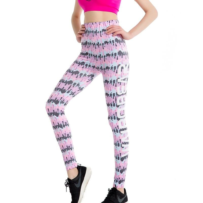 Paint Outflow Scrawl Colorful Print Leggings-Legletic