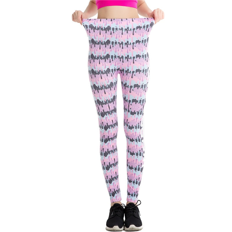 Paint Outflow Scrawl Colorful Print Leggings-Legletic