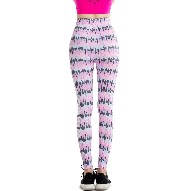 Paint Outflow Scrawl Colorful Print Leggings-Legletic