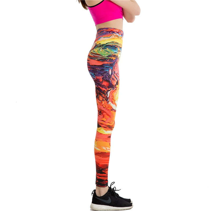 Bright Color Paint Colorful Print Leggings-Legletic
