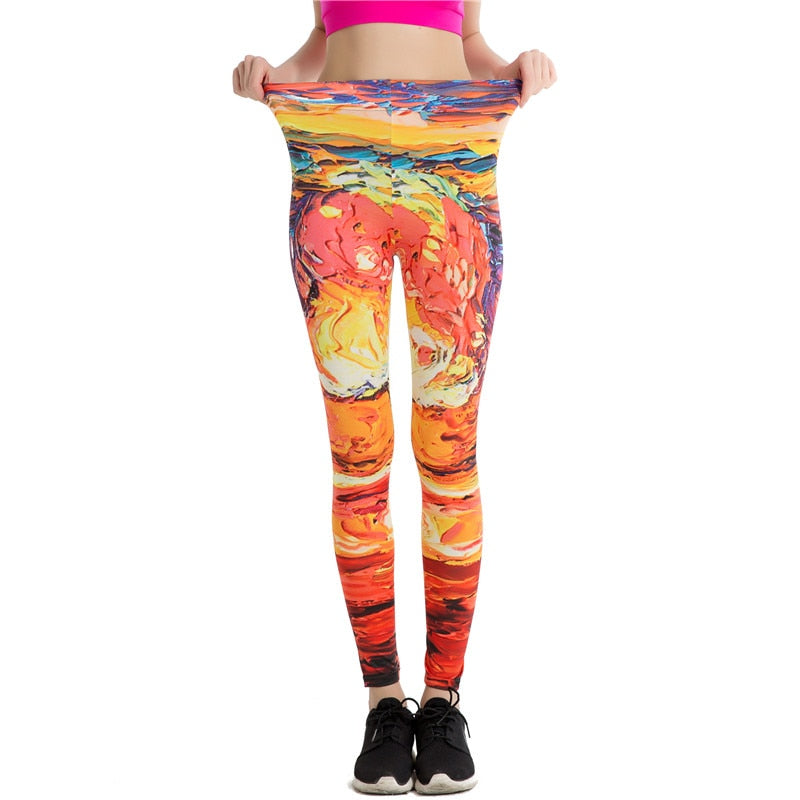 Bright Color Paint Colorful Print Leggings-Legletic