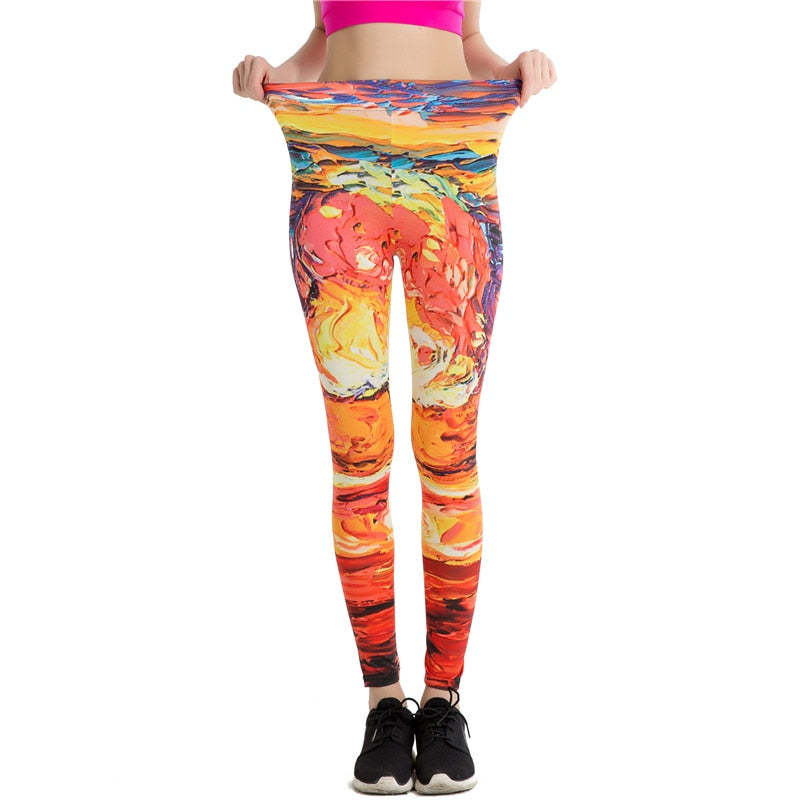 Bright Color Paint Colorful Print Leggings-Legletic