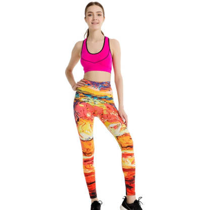 Bright Color Paint Colorful Print Leggings-Legletic