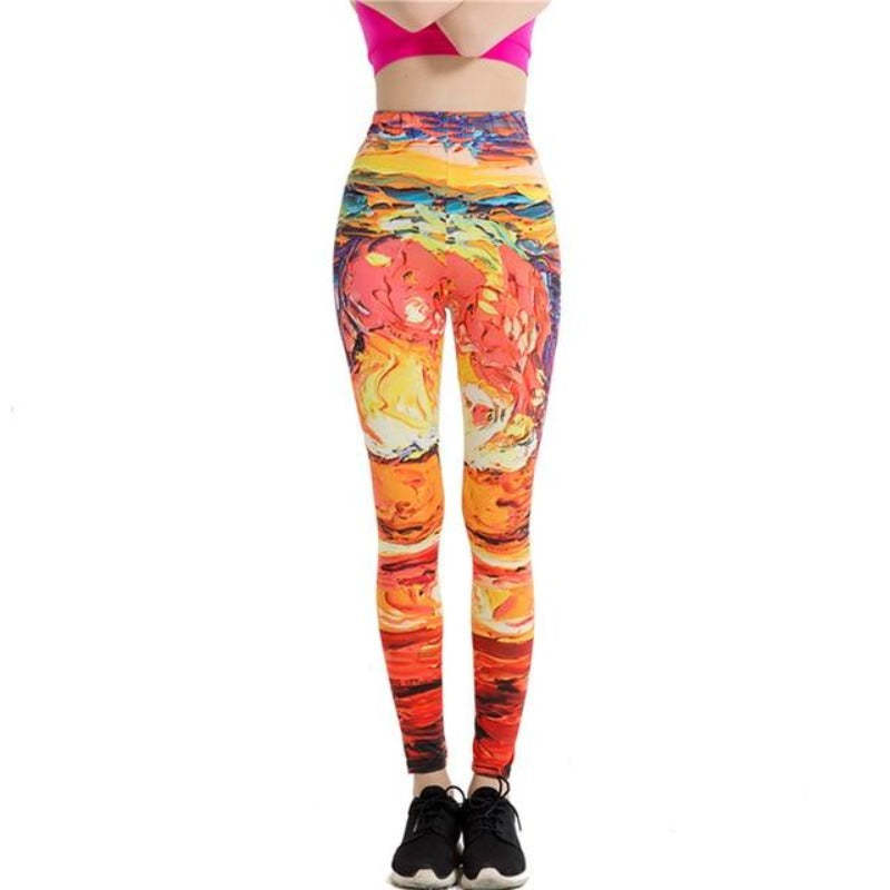 Bright Color Paint Colorful Print Leggings-Legletic