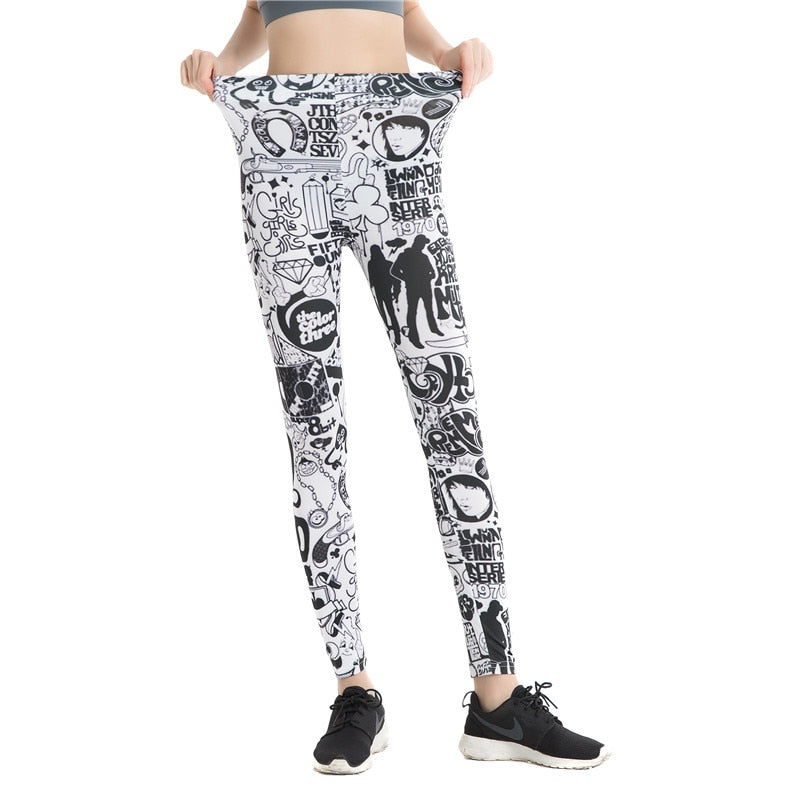 Cartoon Comic Printed Leggings-Legletic