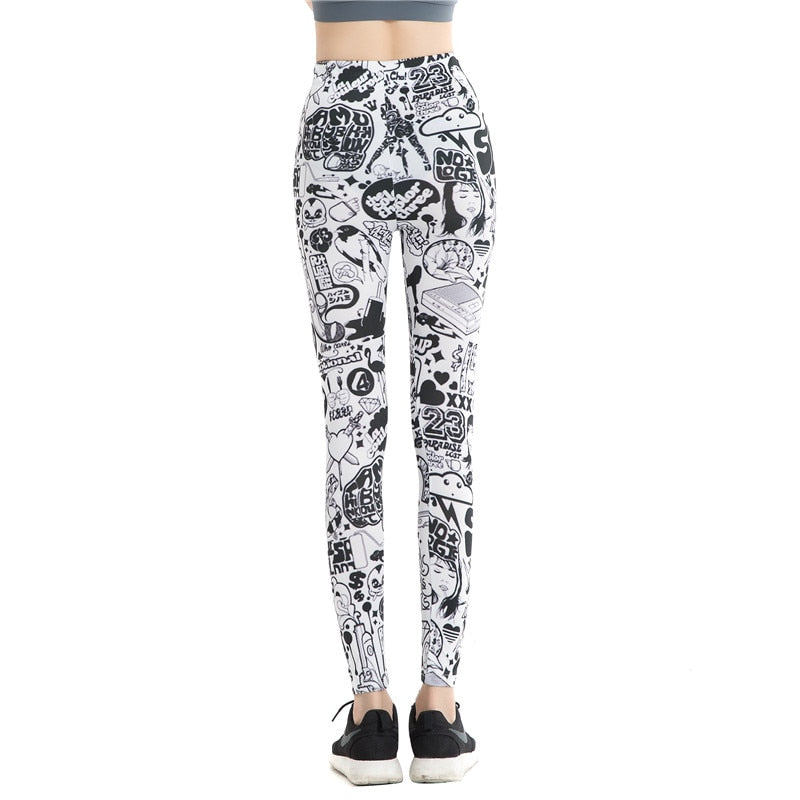 Cartoon Comic Printed Leggings-Legletic