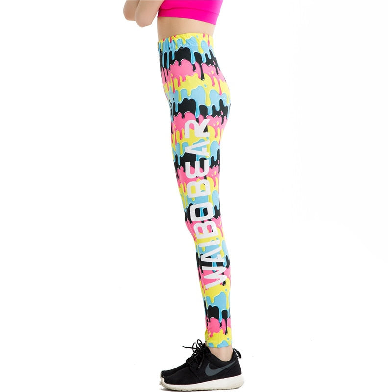Punk Paint Stretch Colorful Print Leggings-Legletic