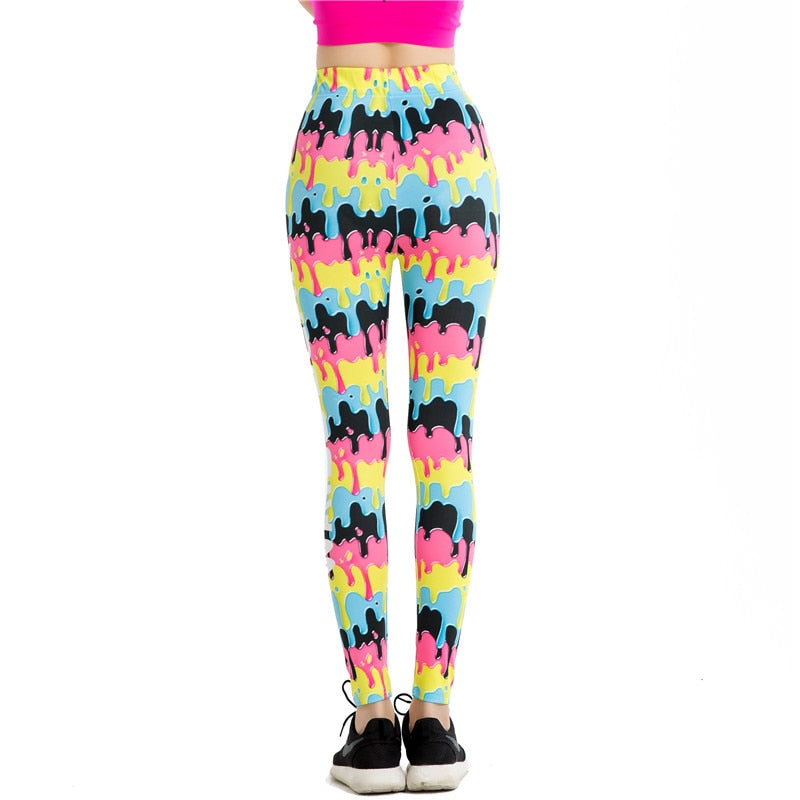 Punk Paint Stretch Colorful Print Leggings-Legletic