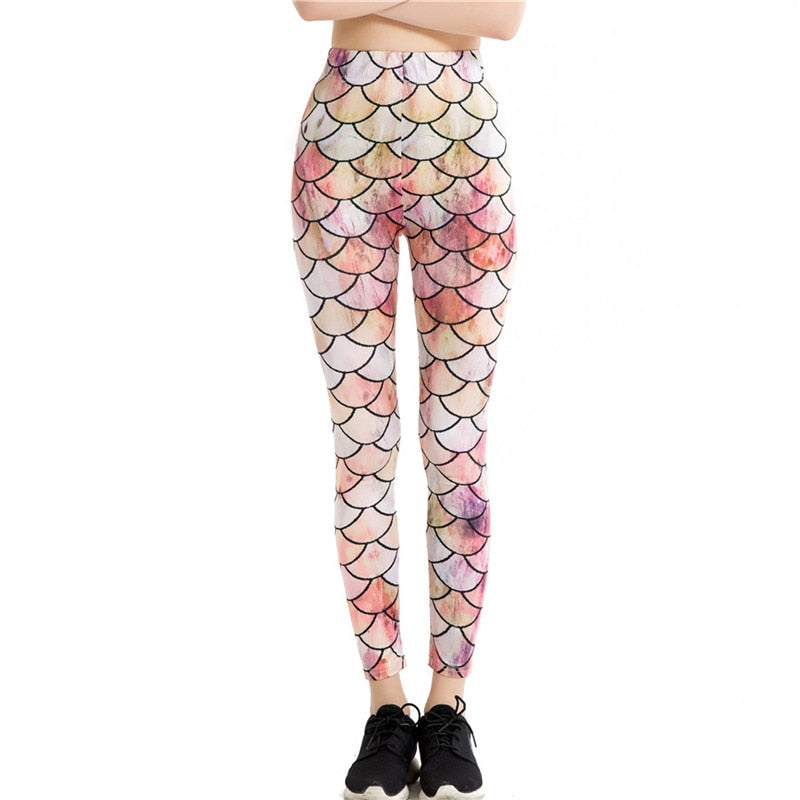 Pink Mermaid Fish Scale Leggings-Legletic
