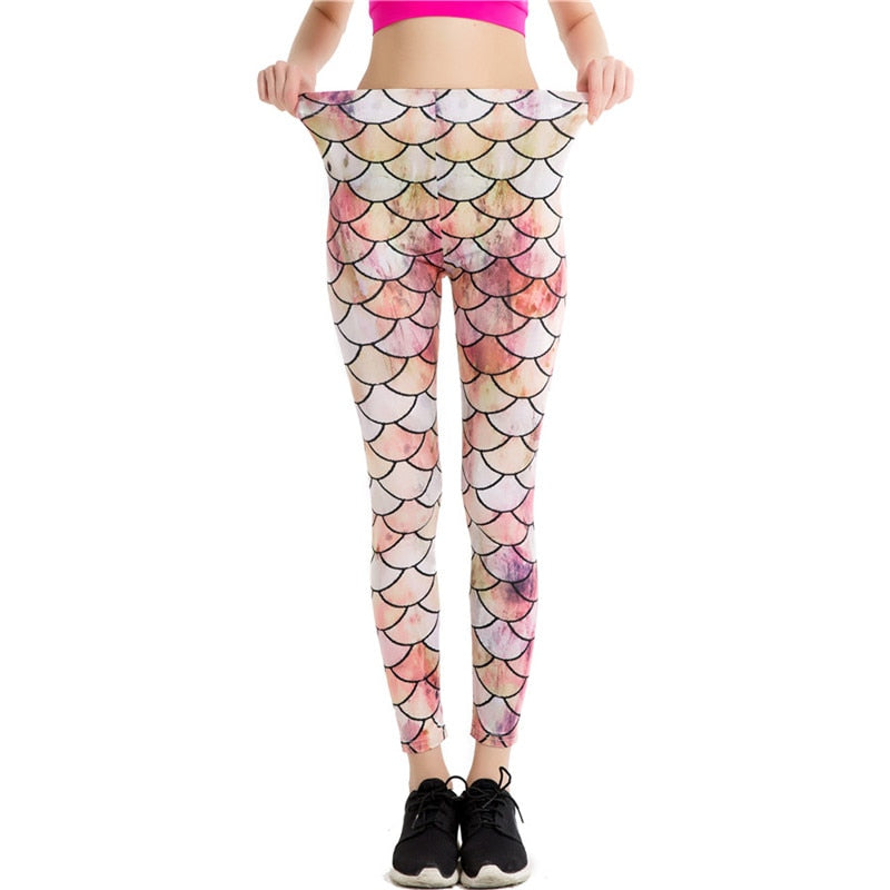 Pink Mermaid Fish Scale Leggings-Legletic