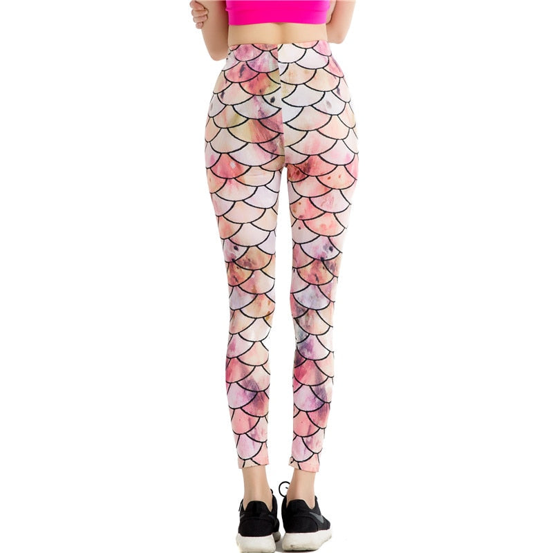 Pink Mermaid Fish Scale Leggings-Legletic