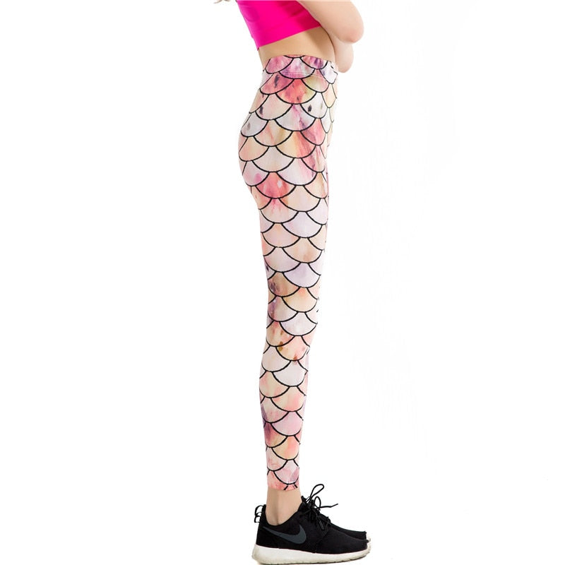 Pink Mermaid Fish Scale Leggings-Legletic