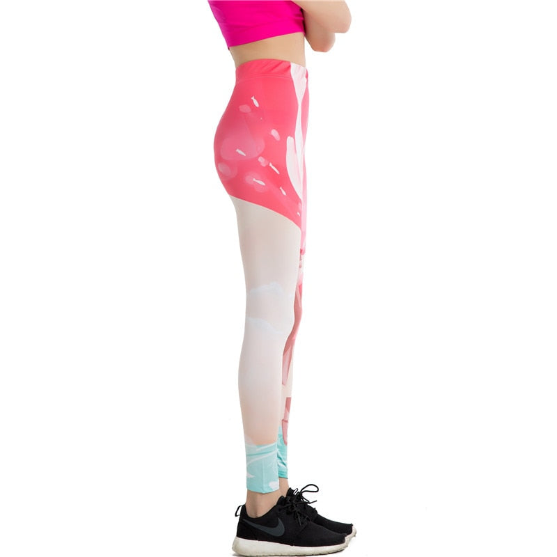 Pink and White Hip Print Colorful Print Leggings-Legletic