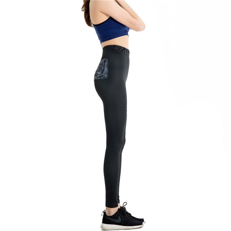 Black Tiger Printed Leggings-Legletic