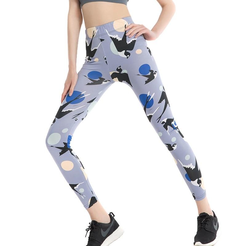 Black Bird Colorful Print Leggings-Legletic