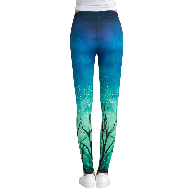 Forest Night Colorful Print Leggings-Legletic