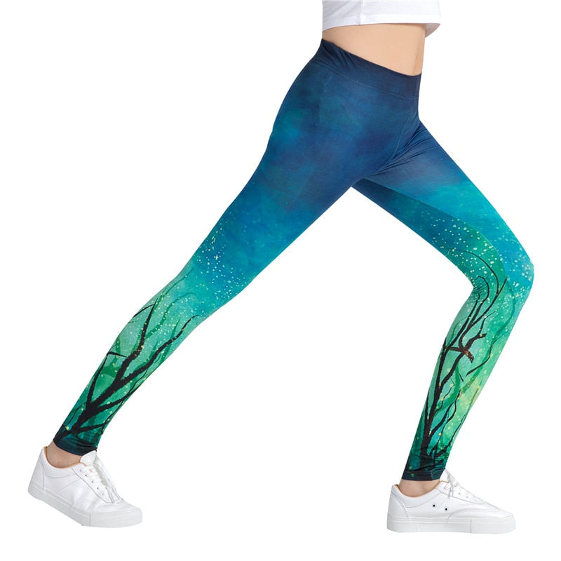 Forest Night Colorful Print Leggings-Legletic