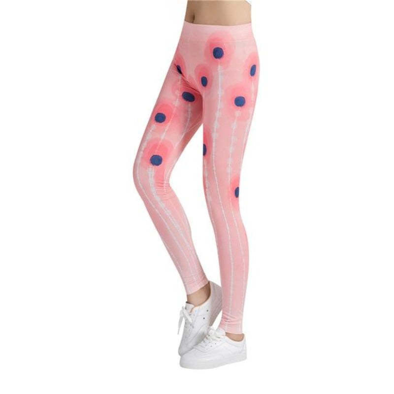 Pretty Peach Colorful Print Leggings-Legletic