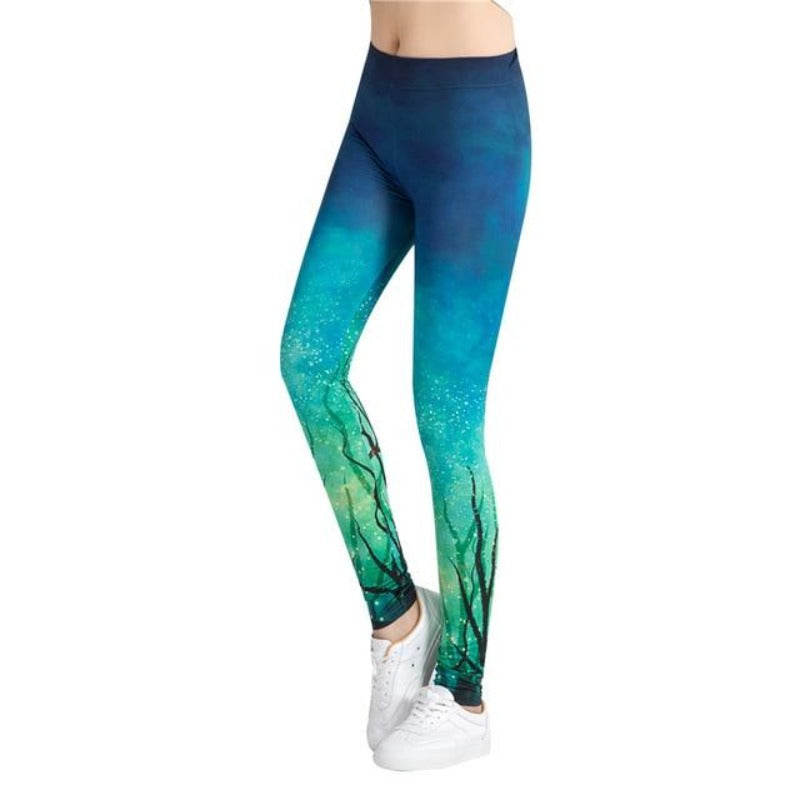 Forest Night Colorful Print Leggings-Legletic