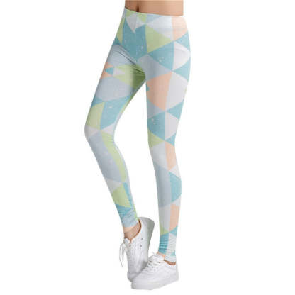 Blue & Green Triangle Leggings-Legletic