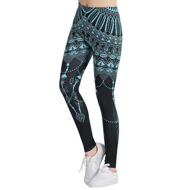 Black Mandala Printed Leggings-Legletic