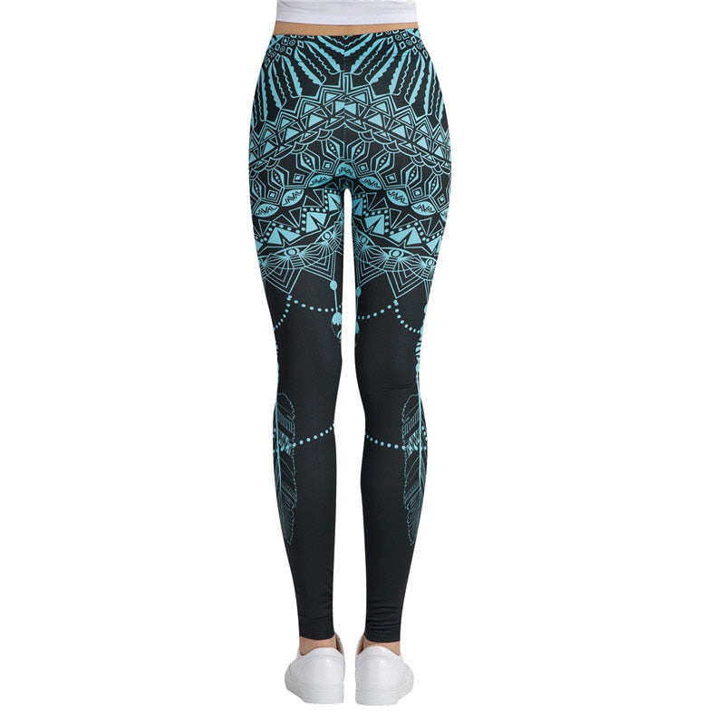 Black Mandala Printed Leggings-Legletic