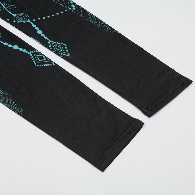 Black Mandala Printed Leggings-Legletic