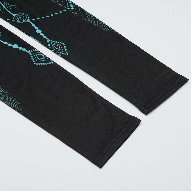 Black Mandala Printed Leggings-Legletic