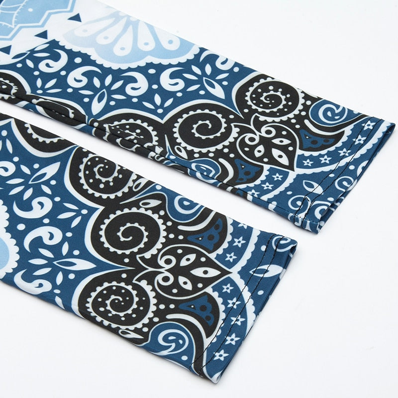 Black and Blue Mandala Print Leggings-Legletic