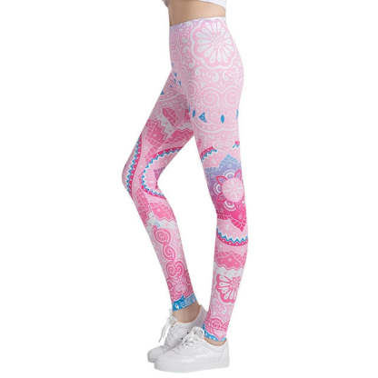 Pink Mandala Fashion Colorful Print Leggings-Legletic