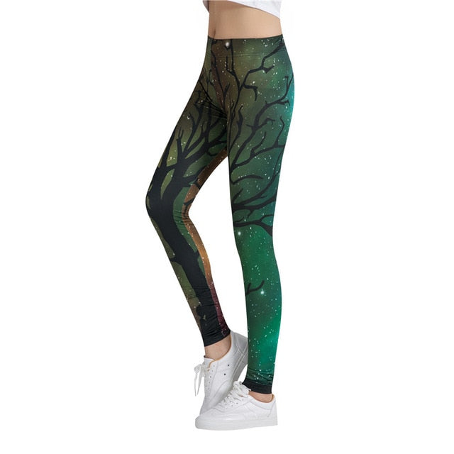 Lonely Tree Printed Leggings-Legletic