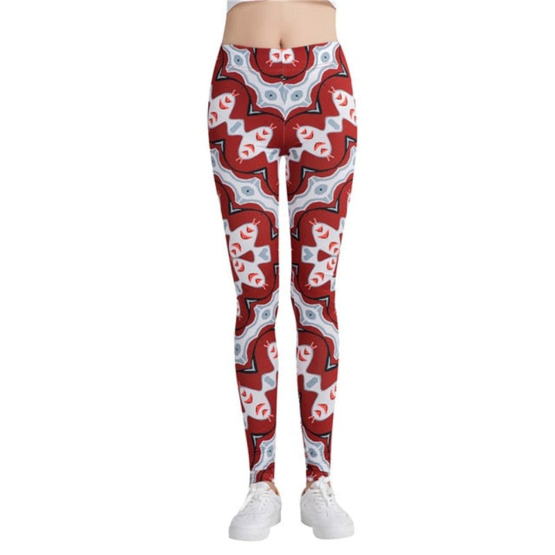 Red Printed Leggings-Legletic
