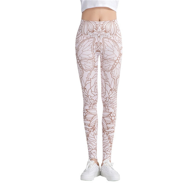 Butterfly Outline Print Leggings-Legletic