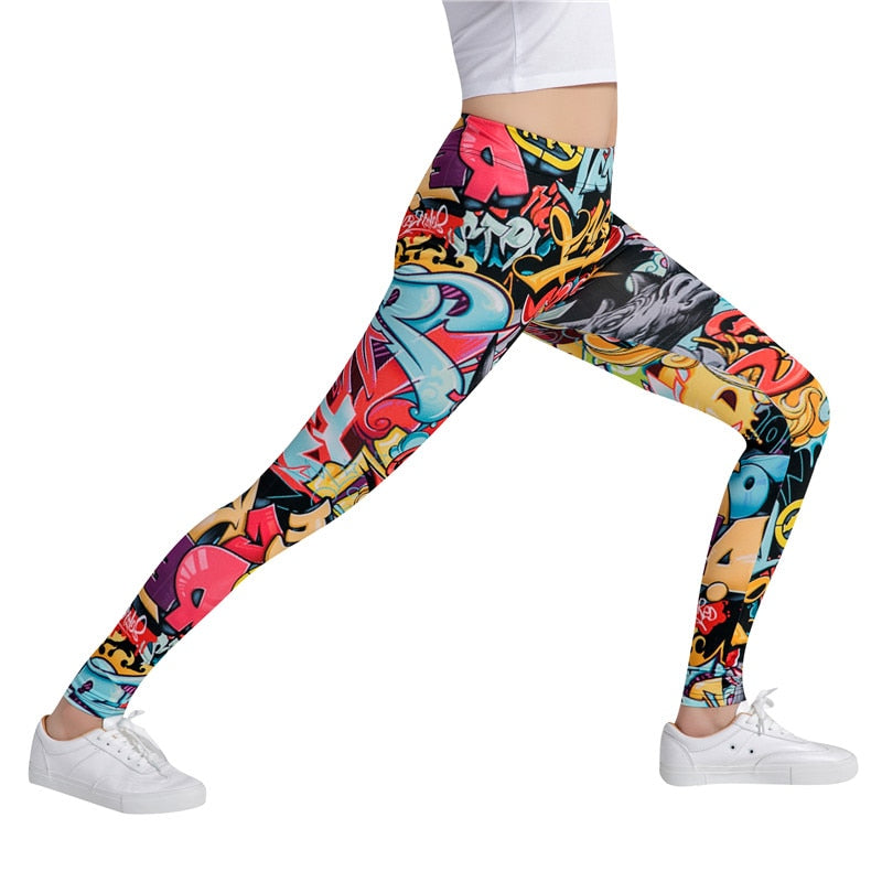 Cartoon Art Colorful Print Leggings-Legletic