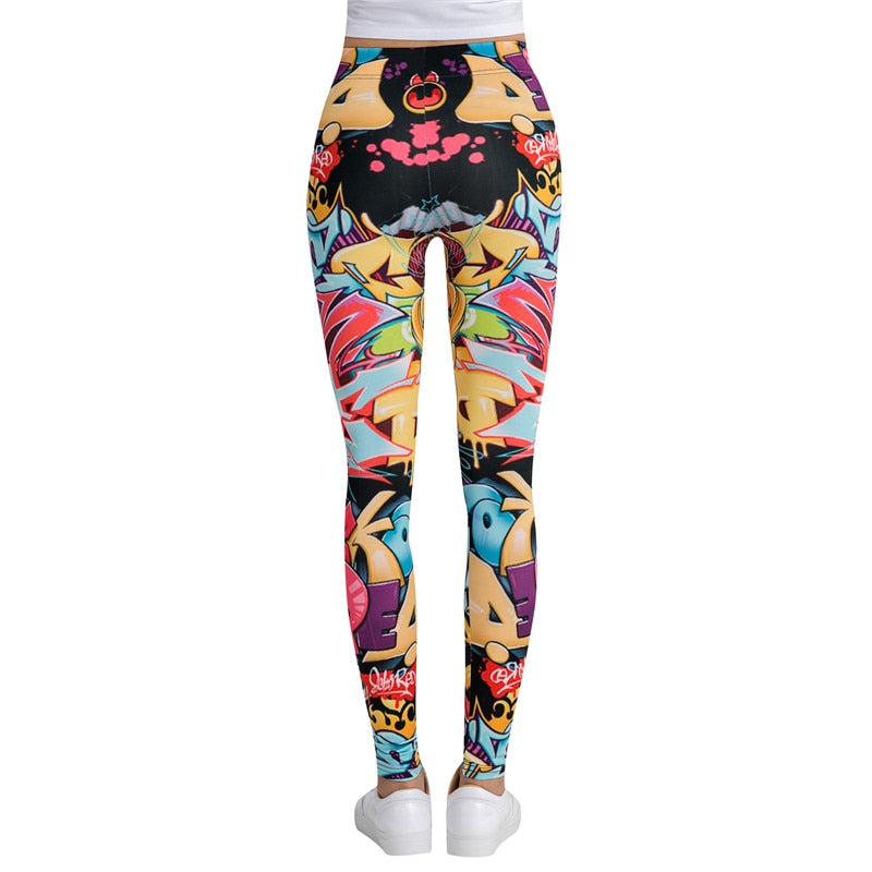 Cartoon Art Colorful Print Leggings-Legletic