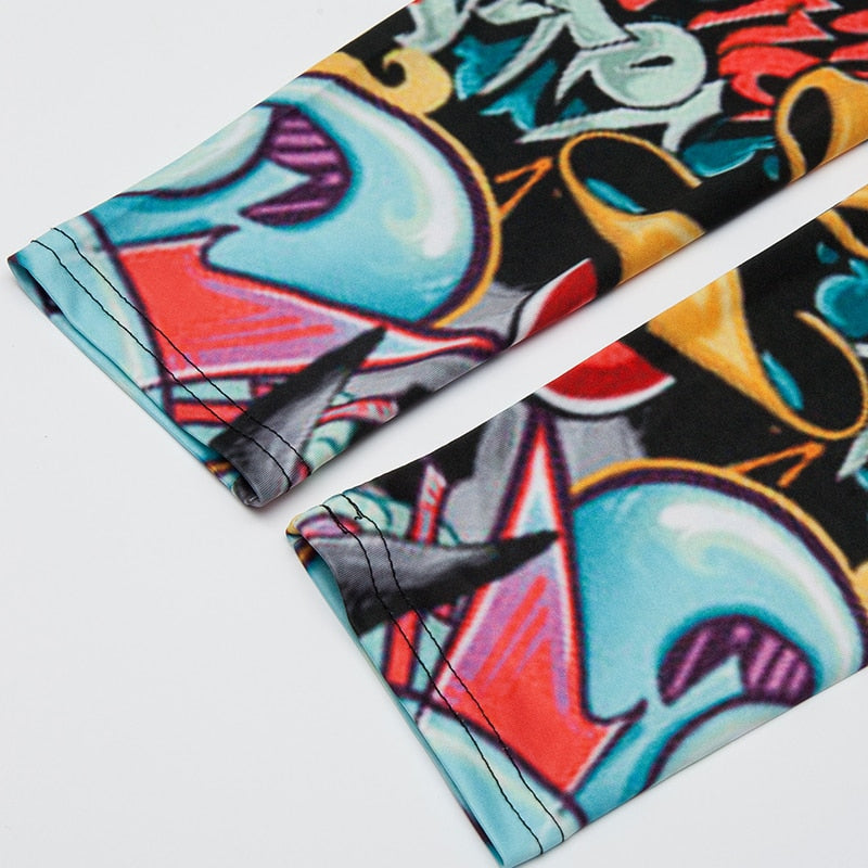 Cartoon Art Colorful Print Leggings-Legletic