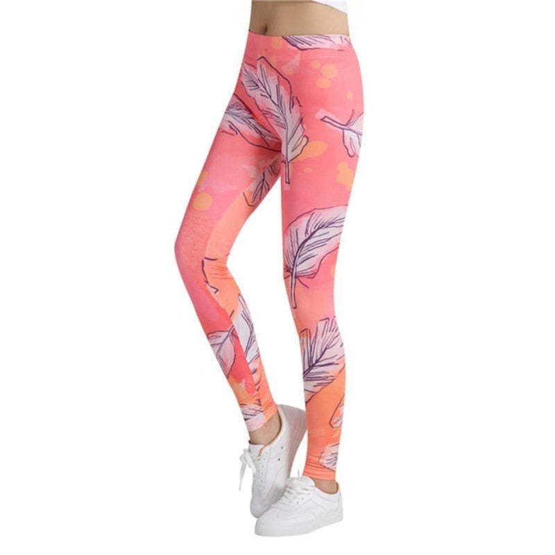 Feather Printed Leggings-Legletic