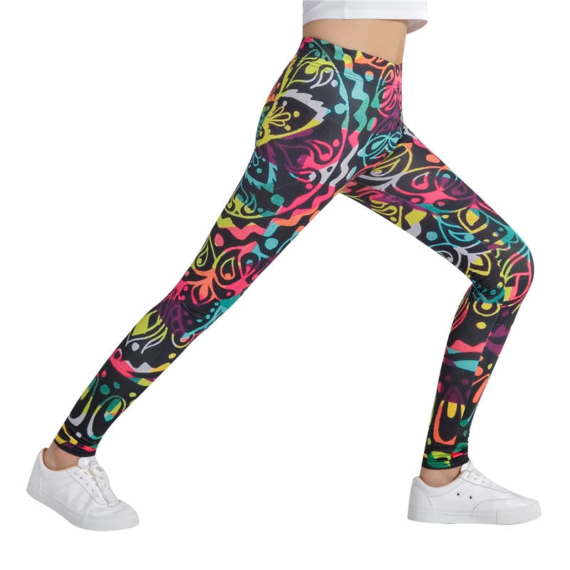Abstract Colorful Print Leggings-Legletic