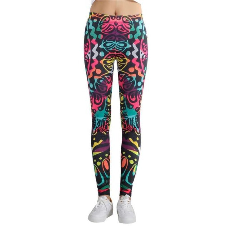 Abstract Colorful Print Leggings-Legletic