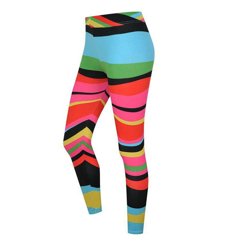 Colorful Line Abstract Printed Leggings-Legletic