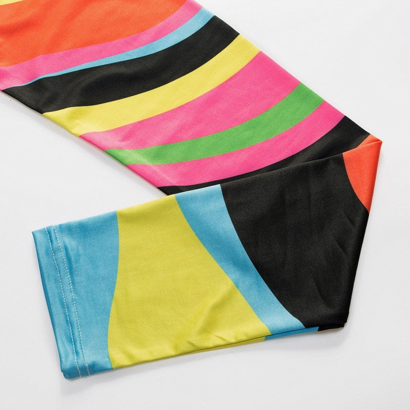Colorful Line Abstract Printed Leggings-Legletic