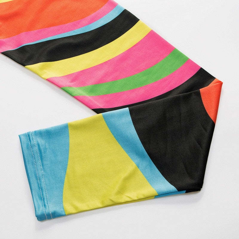 Colorful Line Abstract Printed Leggings-Legletic