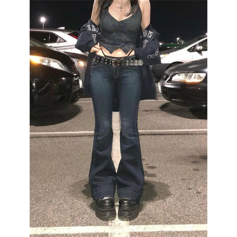 Low Waisted Aesthetic Retro Denim Sweatpants-Legletic