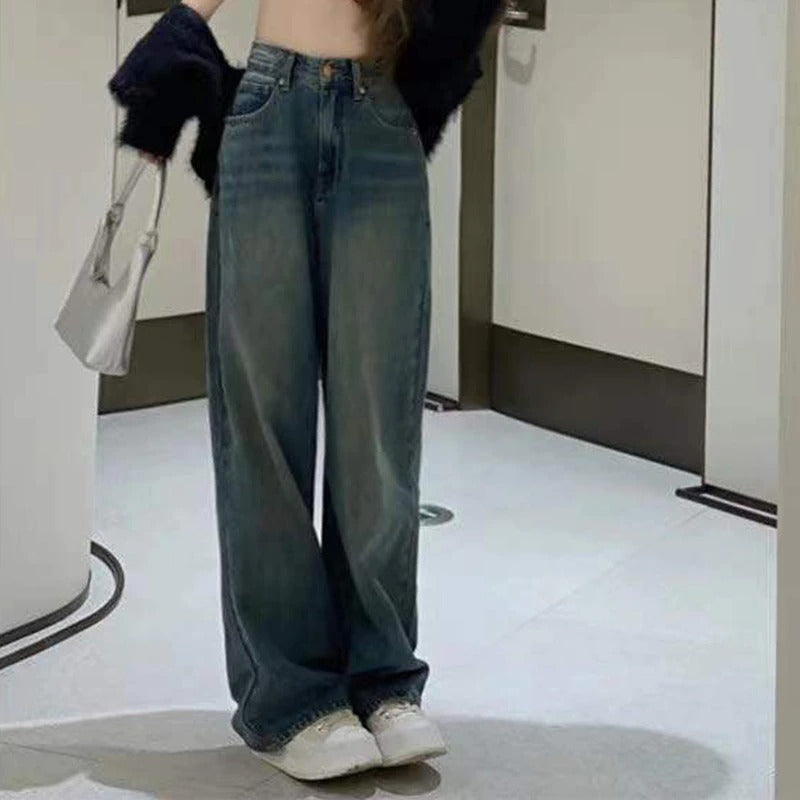 Vintage Wide Leg Loose Cargo Jeans For Women-Legletic
