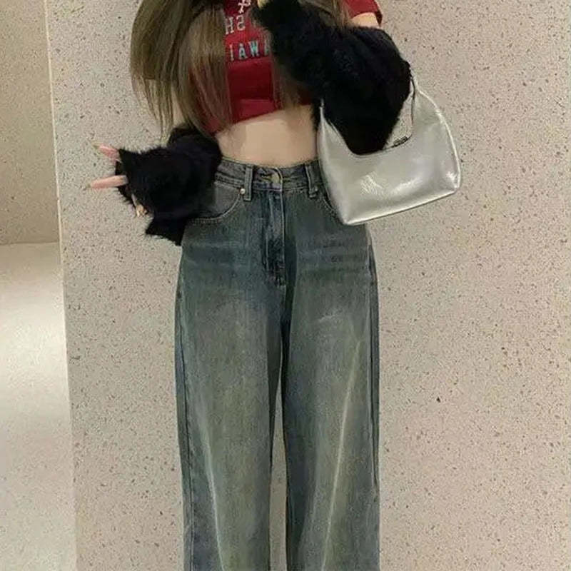 Vintage Wide Leg Loose Cargo Jeans For Women-Legletic