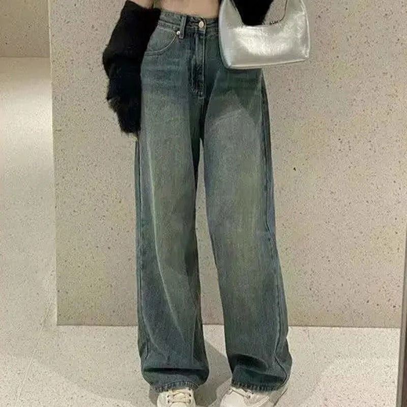 Vintage Wide Leg Loose Cargo Jeans For Women-Legletic