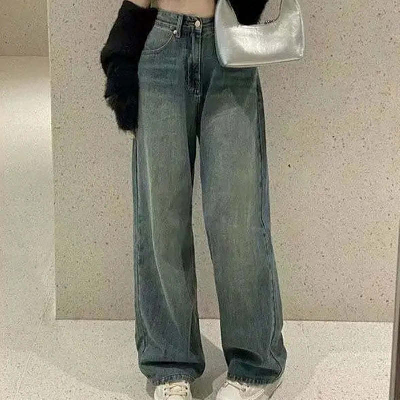 Vintage Wide Leg Loose Cargo Jeans For Women-Legletic